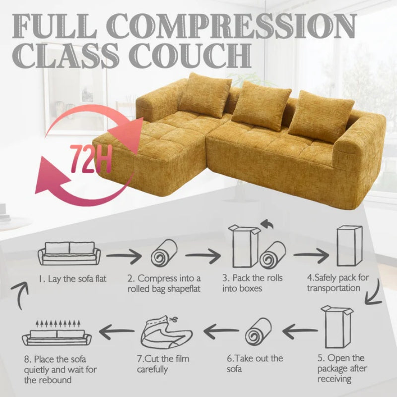 UNITED WE WIN 98.42-inch modular sectional sofa, modern modular L-shaped sofa with chaise longue, equipped with small side pockets and free of compression during installation.-海智集-Default-