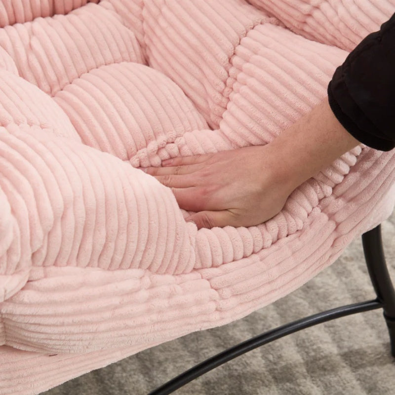 Lazy Chair with Ottoman, Modern Lounge Accent Chair with Armrests and a Side Pocket, Leisure Upholstered Sofa Chair Reading Chair with Footrest for Small Space, Corner Chair-Pink-海智集-Default-
