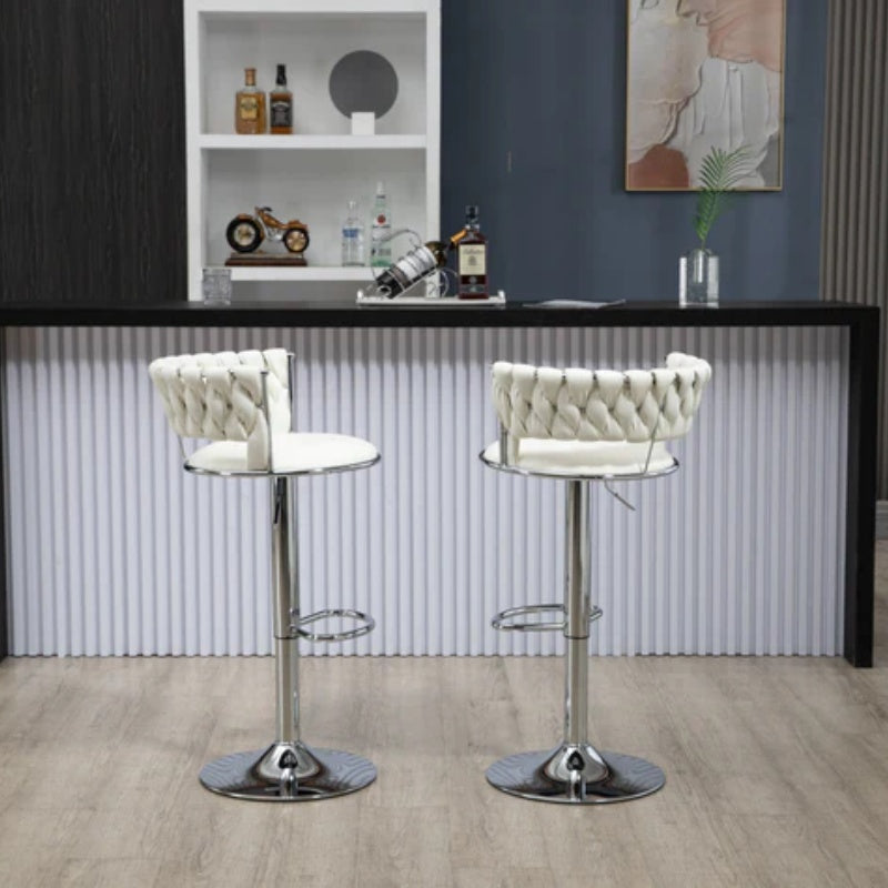 COOLMORE Swivel Bar Stools Set of 2 Adjustable Counter Height Chairs with Footrest for Kitchen, Dining Room 2PC/SET-海智集-Default-