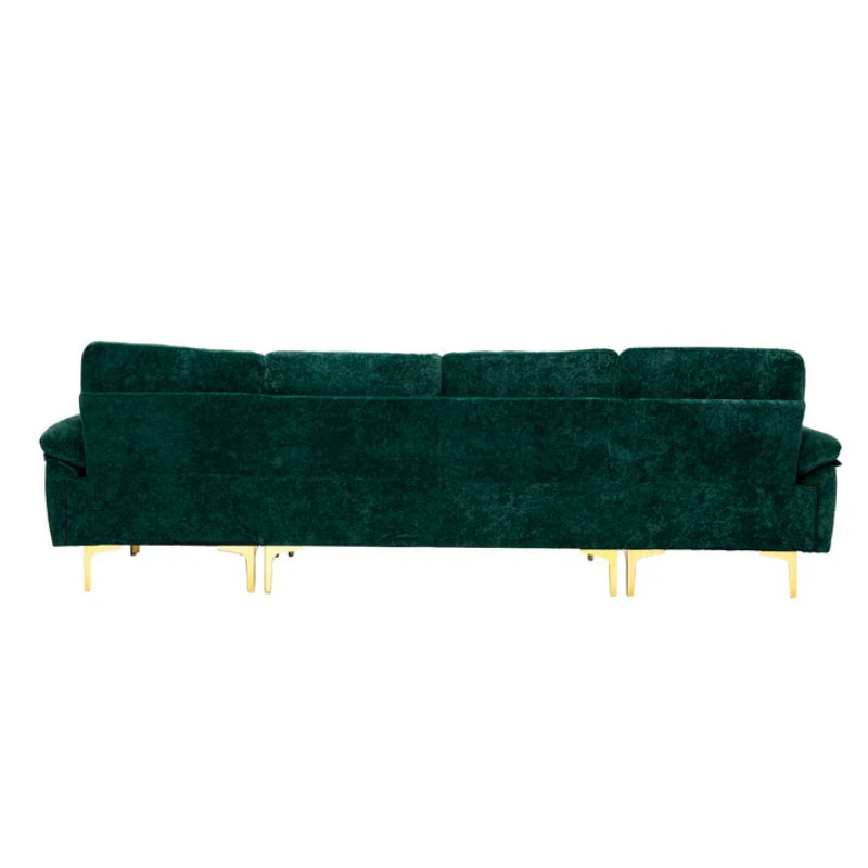COOLMORE U-shape sectional sofa with Ottoman , Reversible Sofa Couch for Living Room,Spacious Furniture,Durable Couch Removable and machine washable cover (Emerald Velvet)-海智集-Default-
