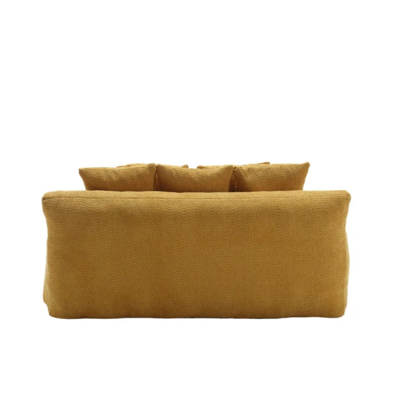 COOLMORE Chenille 2-seater lazy sofa With 5 back pillows,Comfy Sofa- Deep Seat Couch for Living Room,Club (Mustard yellow)-海智集-Default-