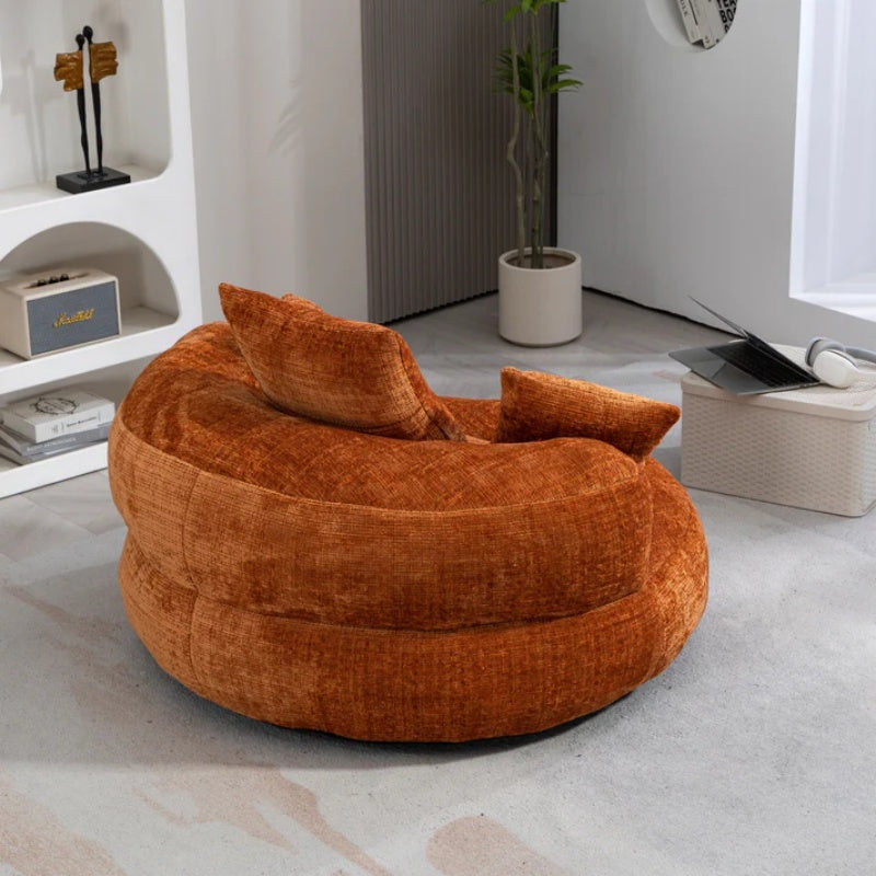 Lazy Sofa Durable Comfort Lounger High Back Bean Bag Chair for Adults and Kids, Indoor & Outdoor, Orange Chenille-海智集-Default-