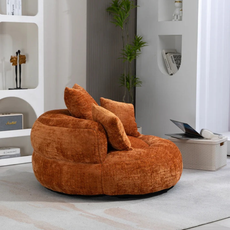 Lazy Sofa Durable Comfort Lounger High Back Bean Bag Chair for Adults and Kids, Indoor & Outdoor, Orange Chenille-海智集-Default-