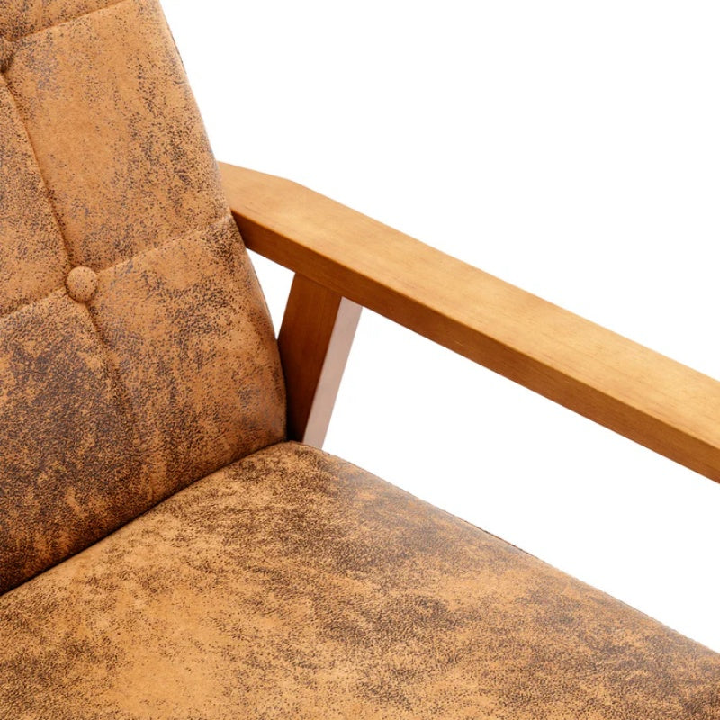 Accent Chairs Set of 2 with Side Table, Mid Century Modern Accent Chair, Wood and Fabric Armchairs Side Chair, Lounge Reading Comfy Arm Chair for Living Room, Bedroom, Office-海智集-Default-