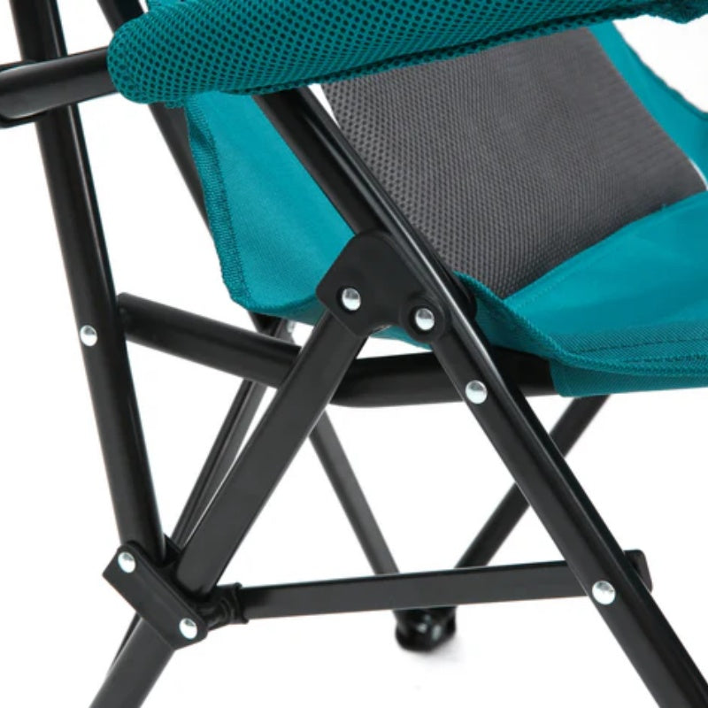 High Back Heavy Duty Lawn Chair Support 250LBS, Portable Collapsible Chair with Cup Holder -Blue-海智集-Default-