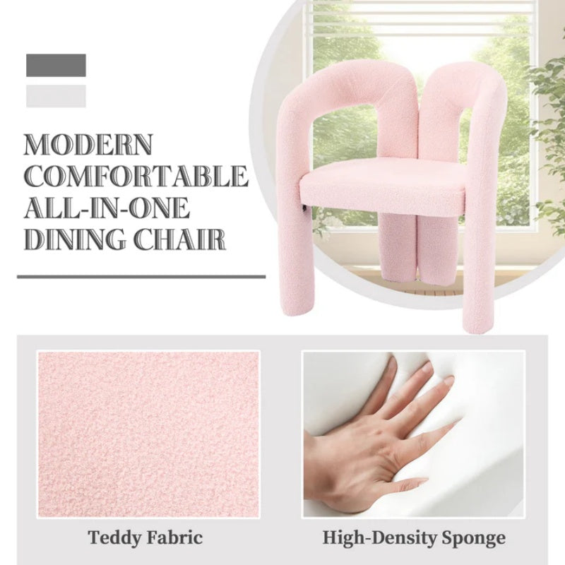 COOLMORE Contemporary Designed Velvet Upholstered Accent/Dining Chair with Armrests in Pink Teddy-海智集-Default-