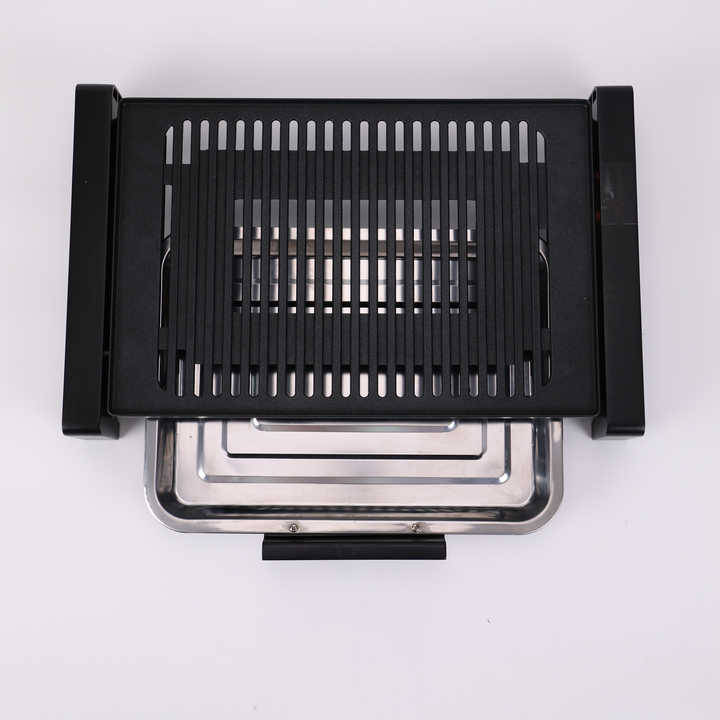 1805G-1 Nonstick Electric Heating Pot Electric Bbq Grill Hot Pot Double Indoor Top Table Smokeless Flat Pan Electric Bbq Grill-海智集-