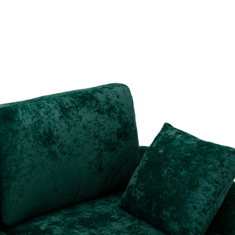 COOLMORE U-shape sectional sofa with Ottoman , Reversible Sofa Couch for Living Room,Spacious Furniture,Durable Couch Removable and machine washable cover (Emerald Velvet)-海智集-Default-