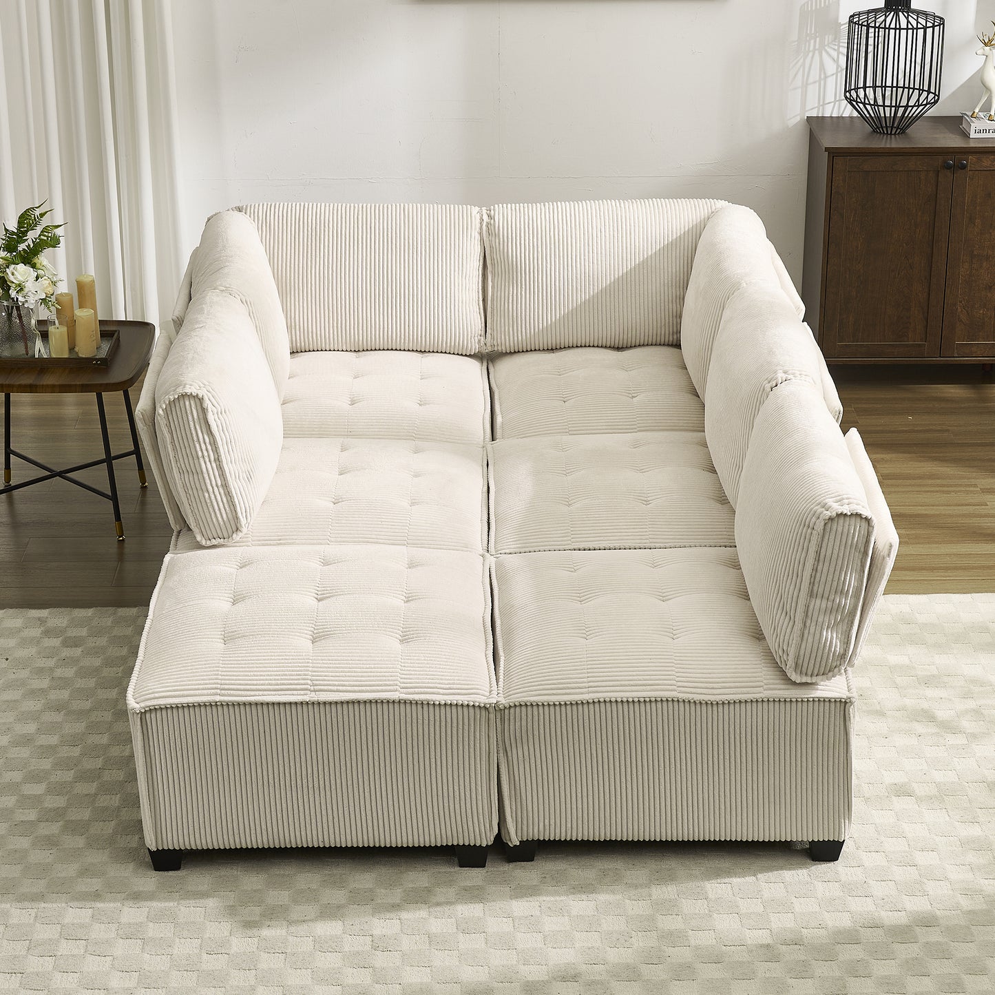 UNITED WE WIN Modular Sectional Sofa U Shaped Modular Couch with Reversible Chaise Modular Sofa Sectional Couch,6- Seat Convertible Sofa,Fit for Living Room-海智集-Default-