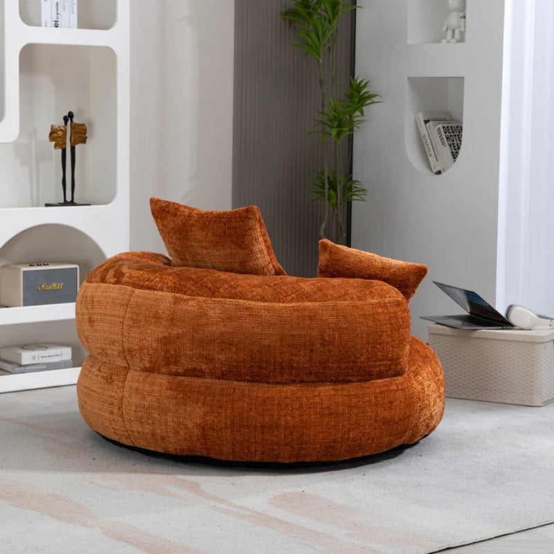 Lazy Sofa Durable Comfort Lounger High Back Bean Bag Chair for Adults and Kids, Indoor & Outdoor, Orange Chenille-海智集-Default-