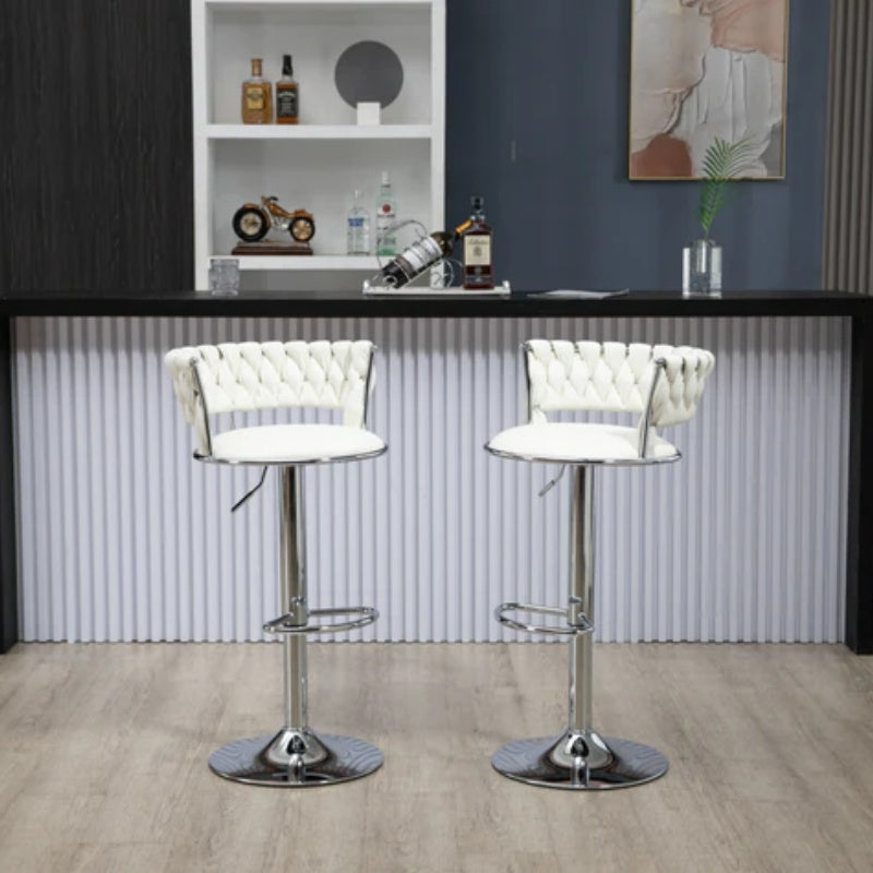 COOLMORE Swivel Bar Stools Set of 2 Adjustable Counter Height Chairs with Footrest for Kitchen, Dining Room 2PC/SET-海智集-Default-