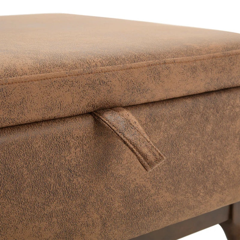 Mid-century modern square coffee table storage bench, assembled, suitable for living room, entryway and family room, used as a coffee table, stirrups, shoe bench-海智集-Default-