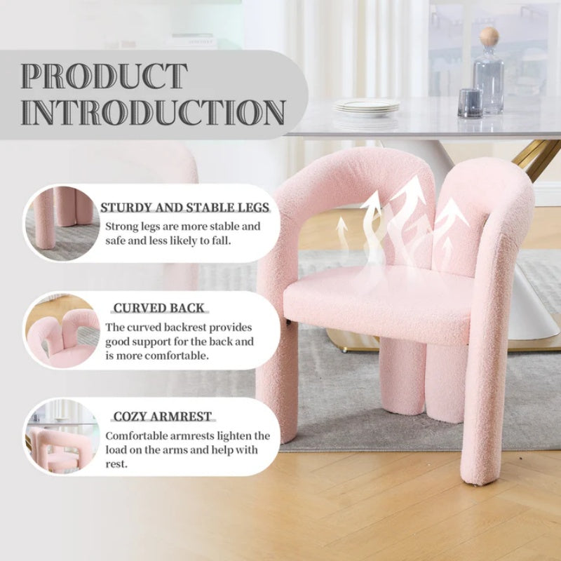 COOLMORE Contemporary Designed Velvet Upholstered Accent/Dining Chair with Armrests in Pink Teddy-海智集-Default-