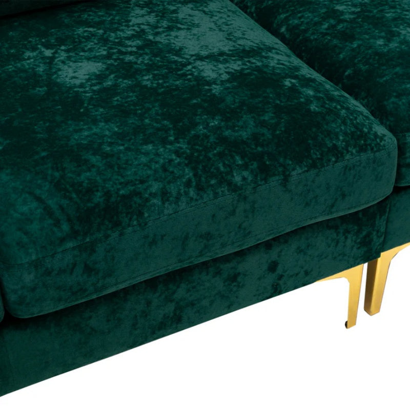 COOLMORE U-shape sectional sofa with Ottoman , Reversible Sofa Couch for Living Room,Spacious Furniture,Durable Couch Removable and machine washable cover (Emerald Velvet)-海智集-Default-