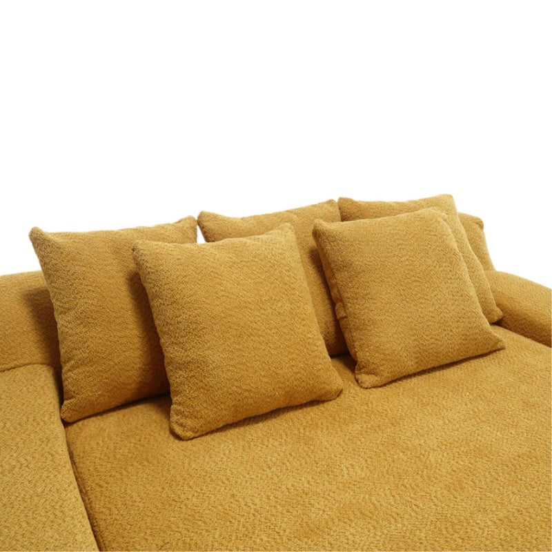 COOLMORE Chenille 2-seater lazy sofa With 5 back pillows,Comfy Sofa- Deep Seat Couch for Living Room,Club (Mustard yellow)-海智集-Default-