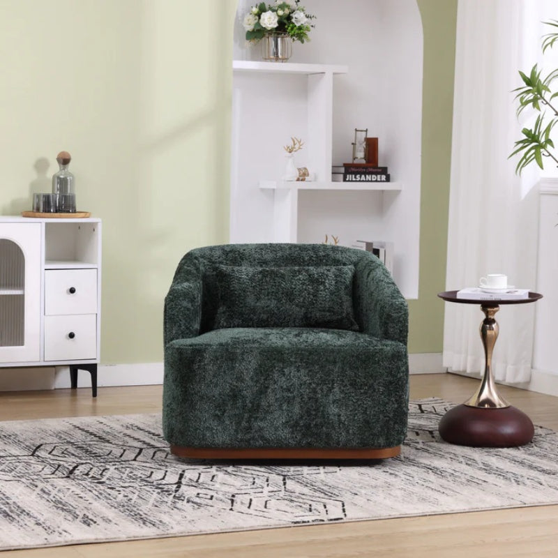 Elegant Swivel Barrel Chair, Comfy Accent Sofa Chair with 360 Degree Swivel, Chenille Fabric, Emerald, 31.5x31.5x27.56 inches-海智集-Default-