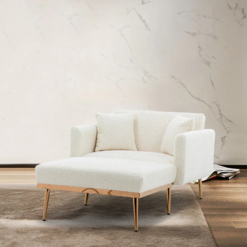COOLMORE fashionable and classic style chaise lounge chair / accent chair for Living Room, bedroom (Teddy White)-海智集-Default-