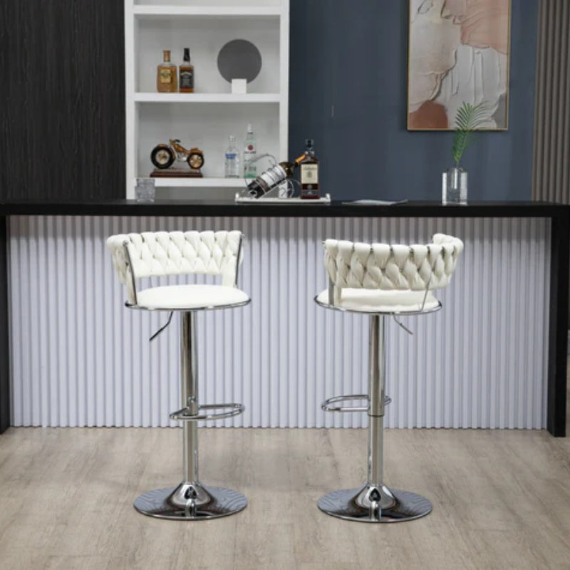 COOLMORE Swivel Bar Stools Set of 2 Adjustable Counter Height Chairs with Footrest for Kitchen, Dining Room 2PC/SET-海智集-Default-