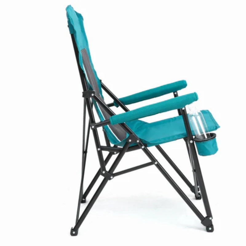 High Back Heavy Duty Lawn Chair Support 250LBS, Portable Collapsible Chair with Cup Holder -Blue-海智集-Default-
