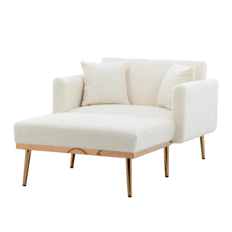 COOLMORE fashionable and classic style chaise lounge chair / accent chair for Living Room, bedroom (Teddy White)-海智集-Default-