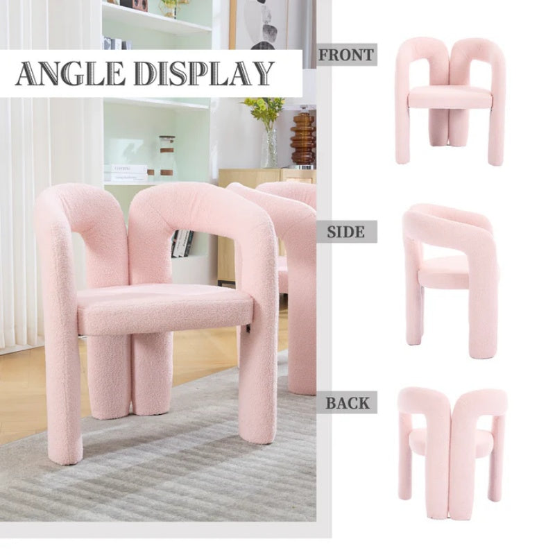 COOLMORE Contemporary Designed Velvet Upholstered Accent/Dining Chair with Armrests in Pink Teddy-海智集-Default-