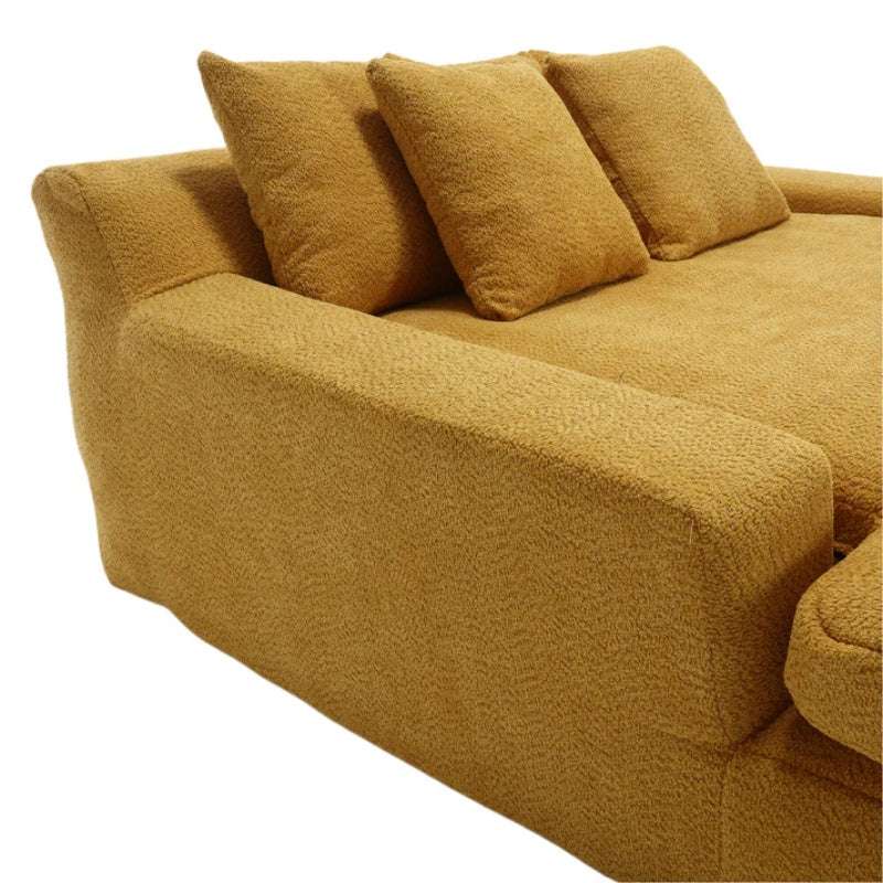 COOLMORE Chenille 2-seater lazy sofa With 5 back pillows,Comfy Sofa- Deep Seat Couch for Living Room,Club (Mustard yellow)-海智集-Default-