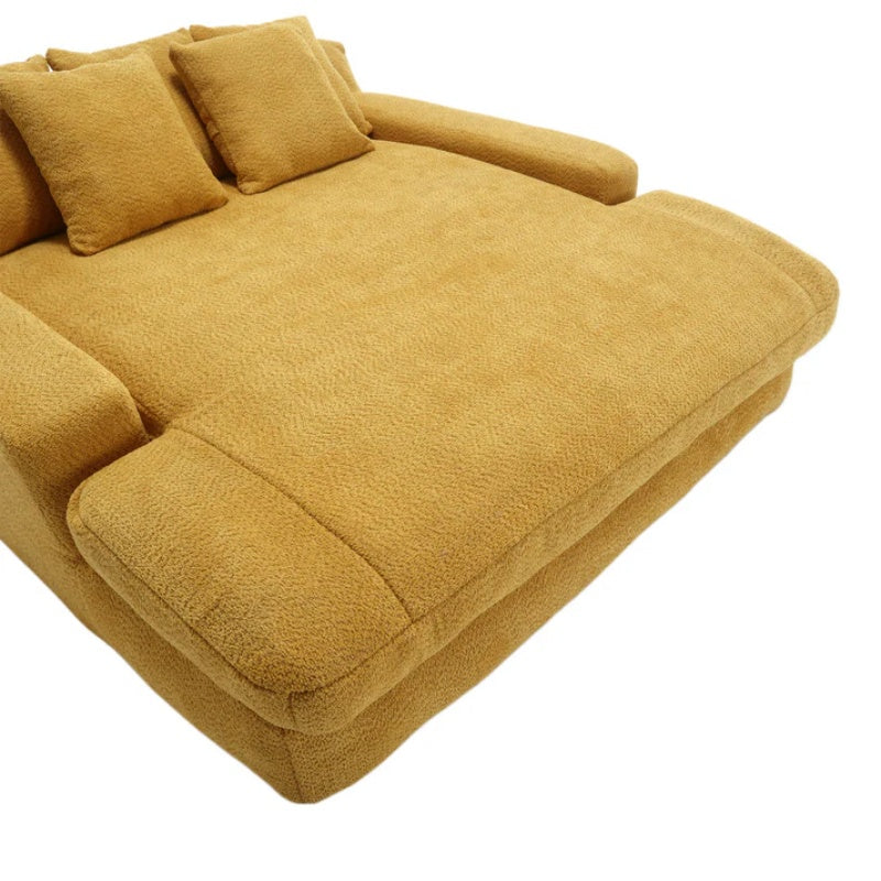 COOLMORE Chenille 2-seater lazy sofa With 5 back pillows,Comfy Sofa- Deep Seat Couch for Living Room,Club (Mustard yellow)-海智集-Default-