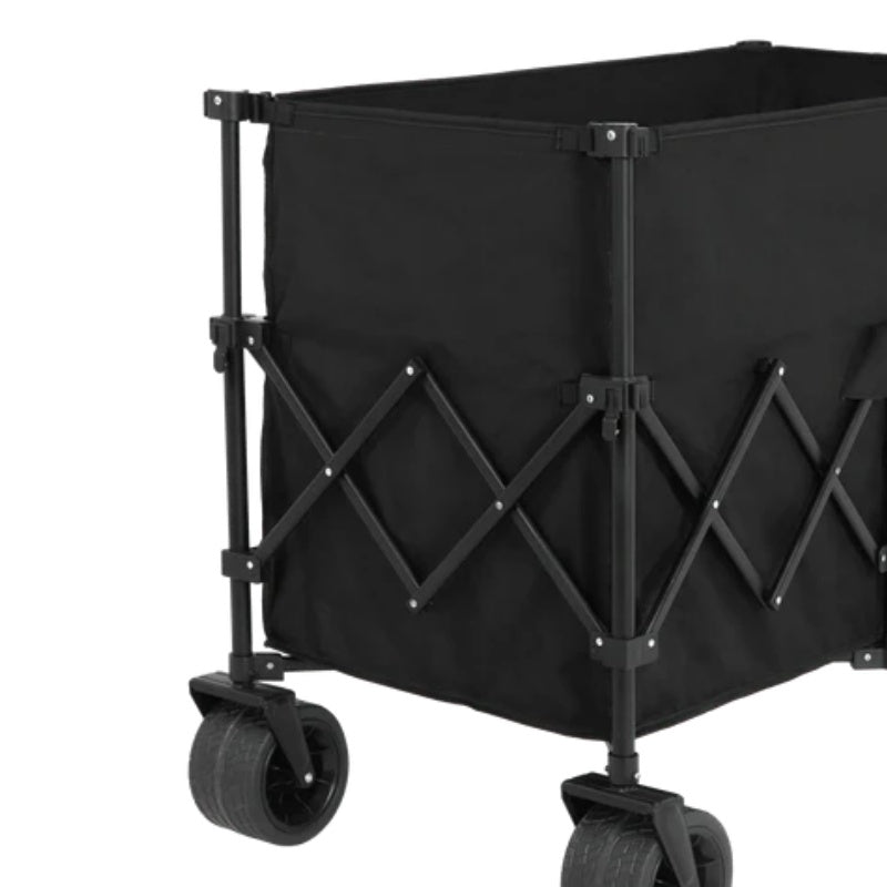 Beach Wagon,Collapsible Wagon 220lbs with Big Wheels Foldable Wagon Carts, Heavy Duty 300L Folding Utility Garden Cart with Big All-Terrain Beach Wheels & Drink Holders. Black-海智集-Default-