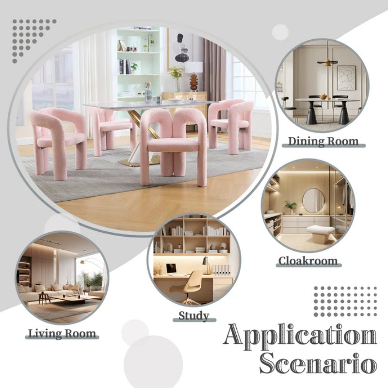 COOLMORE Contemporary Designed Velvet Upholstered Accent/Dining Chair with Armrests in Pink Teddy-海智集-Default-