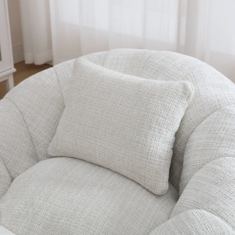 COOLMORE Modern Extra Large Round Bean Bag Chair with Footrest for Living Room, Chenille Fabric Lazy Sofa with Pillow for Adults, Teenagers,Child, Suitable for Bedroom, Dormitory, Study Room-海智集-Default-