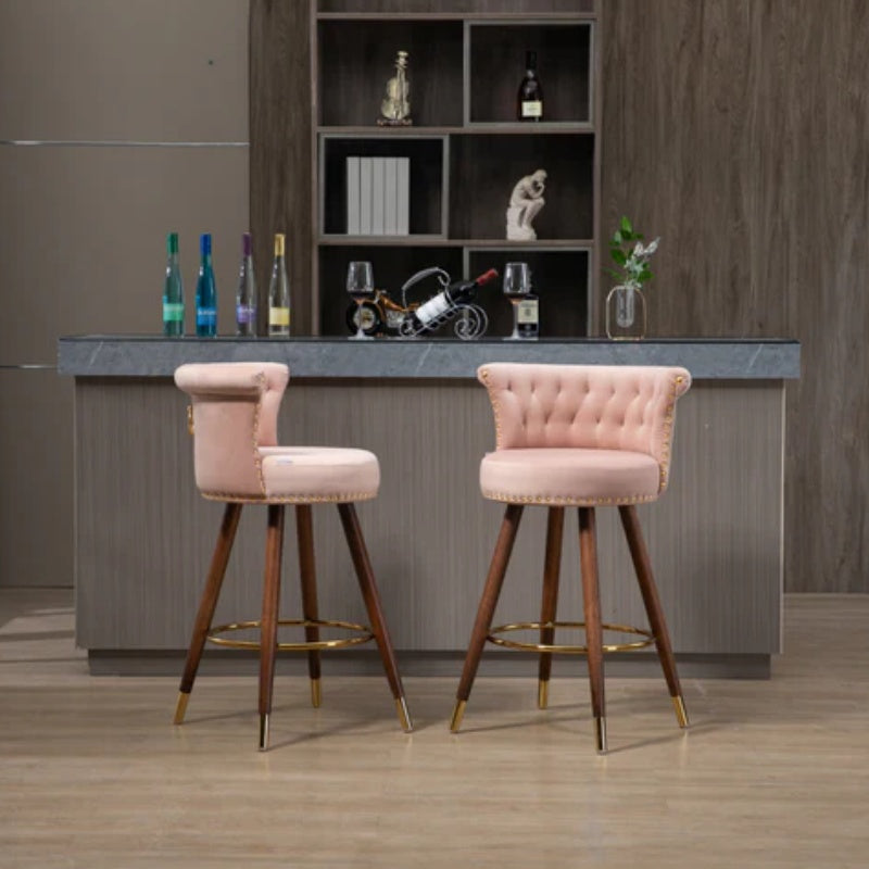 COOLMORE Swivel Bar Stools with Backrest Footrest ,with a fixed height of 360 degrees-海智集-Default-