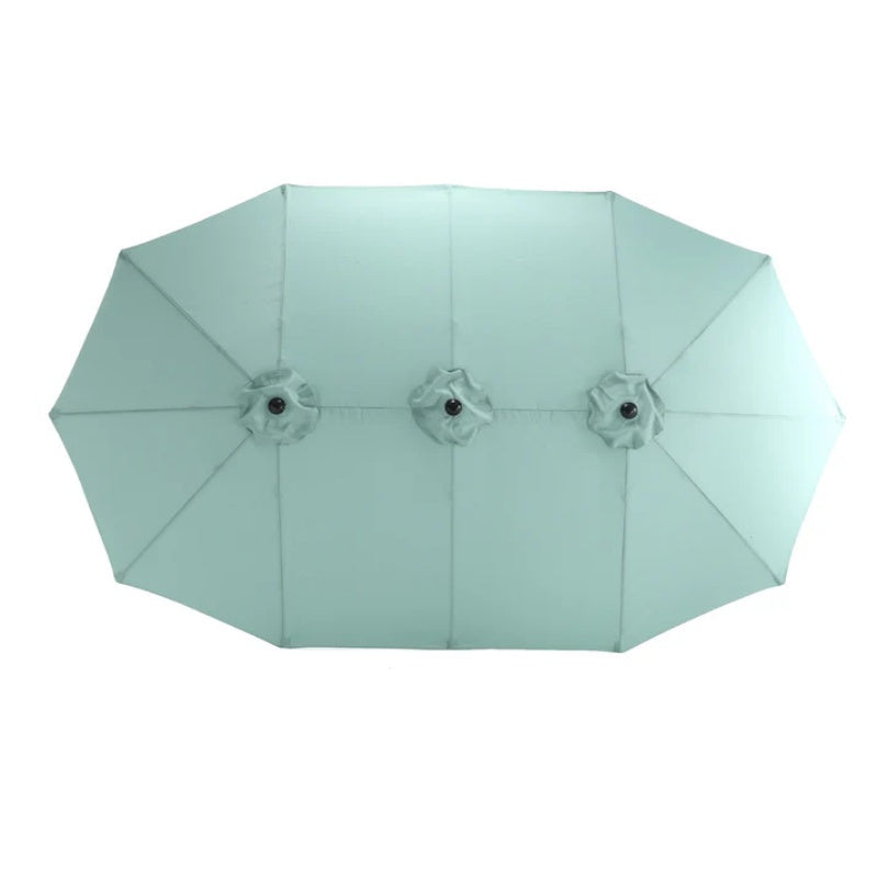14.8 Ft Double Sided Outdoor Umbrella Rectangular Large with Crank ( Light green )(No Base)-海智集-Default-