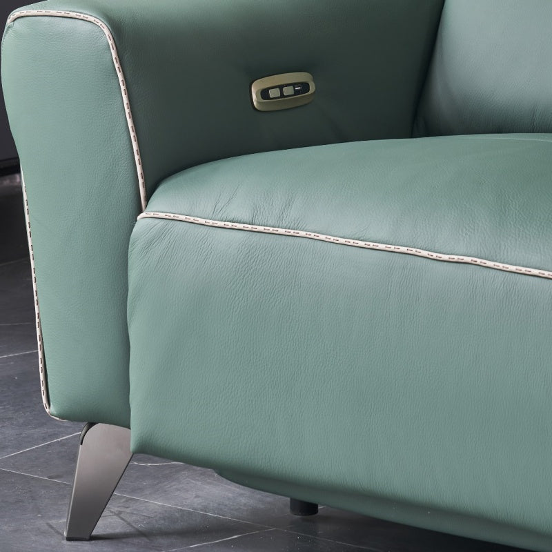 Peacock green sofa, bedroom and living room, leather comfort, Italian style, soft and modern-海智集-