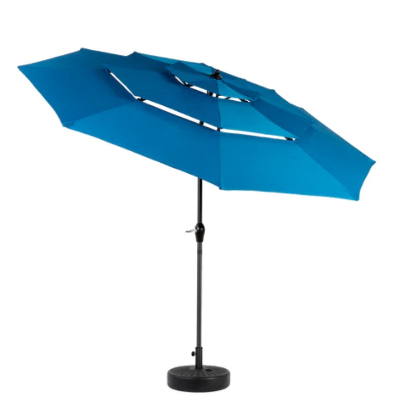 Aluminium 10ft 3 Tier Auto-tilt Umbrella ,Outdoor Patio Umbrella - Market Table Pool Deck Umbrella (Base Not Included) - ( Dark blue )-海智集-Default-