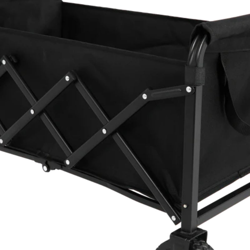 Lightweight Portable Heavy Duty Folding Beach Wagons with Wheels - Outdoor Utility Carts for Grocery, Camping, Shopping, Sports, Garden with Large Capacity-Black-海智集-Default-