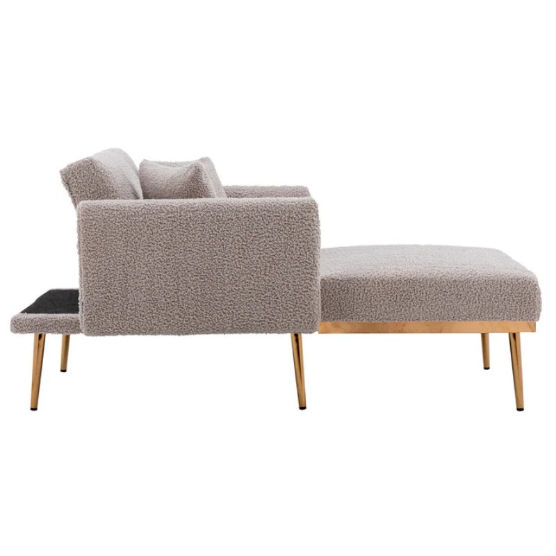 COOLMORE fashionable and classic style chaise lounge chair / accent chair for Living Room, bedroom (Grey Teddy)-海智集-Default-