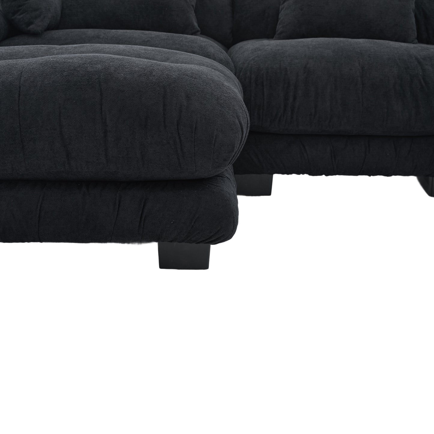 UNITED WE WIN Pelletized velvet U Shape Cloud Couch with 2 Ottomans,Free Combined 3 Seater Comfy Sofa with Bolster Armrest Pillows, sofa for Living Room-海智集-Default-