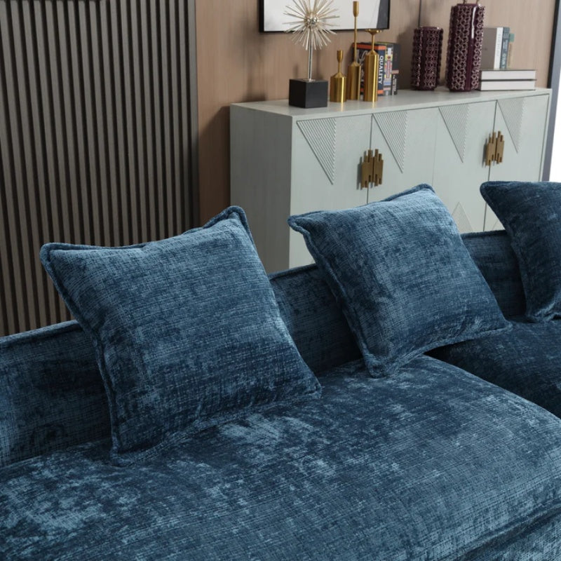 Modular Sectional Sofa, U-Shaped Couch with Sofa for five & Pillows, Modern Minimalist chenille Fabric Large Comfy Cloud Sofas, Living Room Furniture Sets-海智集-Default-