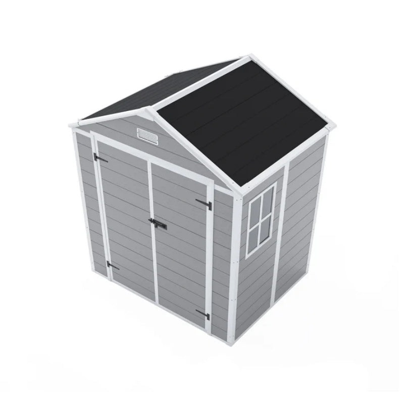 Campcraft 6*5ft resin storage shed, high quality pp material, strong structure, waterproof, rust and UV proof, large storage space, 12mm thick pp board, HD window lighting-海智集-Default-
