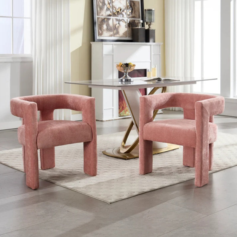 Campcraft Contemporary Designed Fabric Upholstered Accent/Dining Chair /Barrel Side Chairs Kitchen Armchair for Living Room 2PC/SET-海智集-Default-