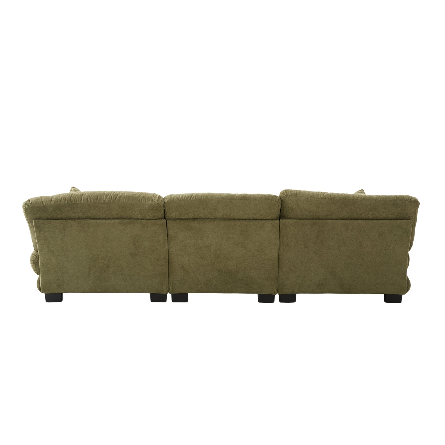 UNITED WE WIN Pelletized velvet U Shape Cloud Couch with 2 Ottomans,Free Combined 3 Seater Comfy Sofa with Bolster Armrest Pillows, sofa for Living Room-海智集-Default-