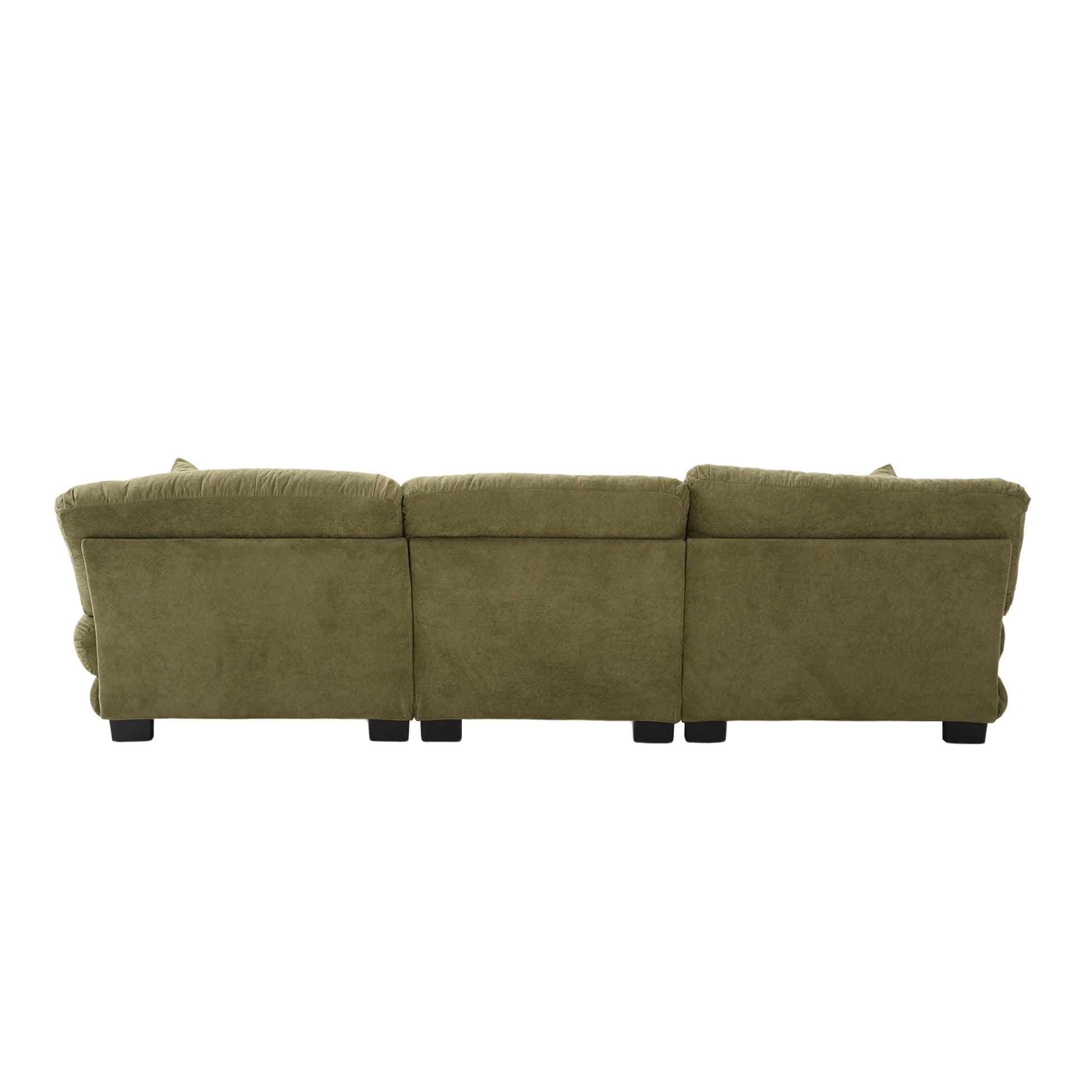 UNITED WE WIN Pelletized velvet U Shape Cloud Couch with 2 Ottomans,Free Combined 3 Seater Comfy Sofa with Bolster Armrest Pillows, sofa for Living Room-海智集-Default-