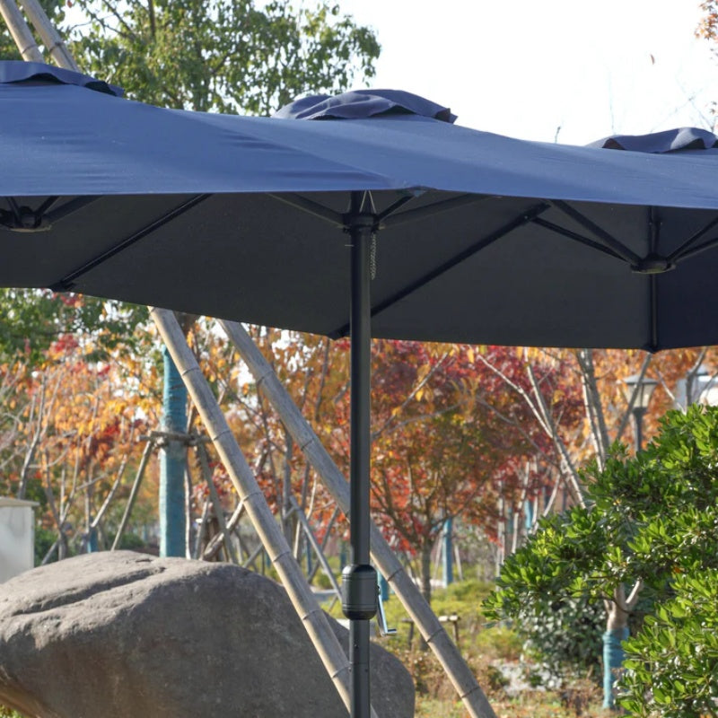 14.8 Ft Double Sided Outdoor Umbrella Rectangular Large with Crank ( Navy blue )(No Base)-海智集-Default-
