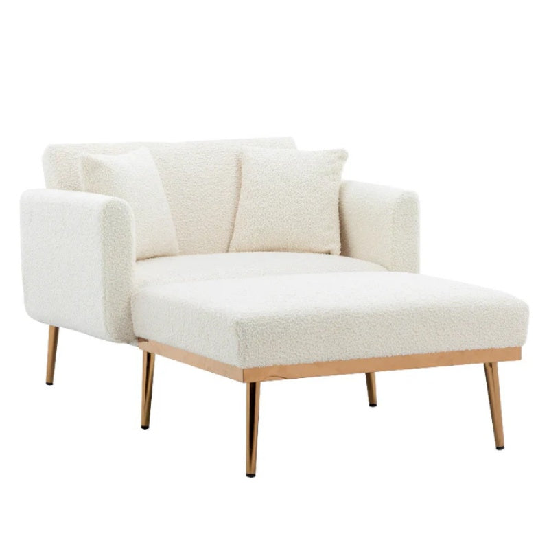 COOLMORE fashionable and classic style chaise lounge chair / accent chair for Living Room, bedroom (Teddy White)-海智集-Default-