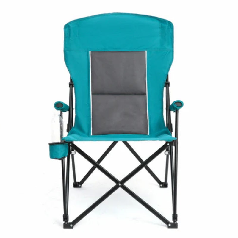 High Back Heavy Duty Lawn Chair Support 250LBS, Portable Collapsible Chair with Cup Holder -Blue-海智集-Default-