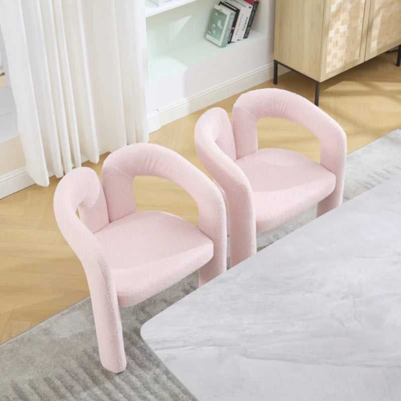 COOLMORE Contemporary Designed Velvet Upholstered Accent/Dining Chair with Armrests in Pink Teddy-海智集-Default-