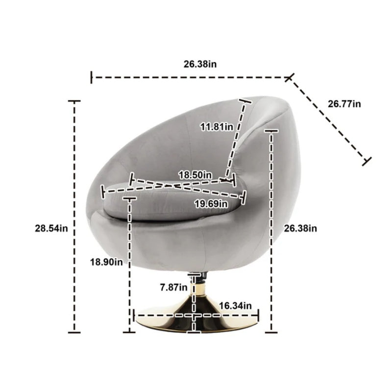 360 Degree Swivel Cuddle Barrel Accent Chairs, Round Armchairs with Wide Upholstered, Fluffy Fabric Chair for Living Room, Bedroom, Office, Waiting Rooms-海智集-Default-