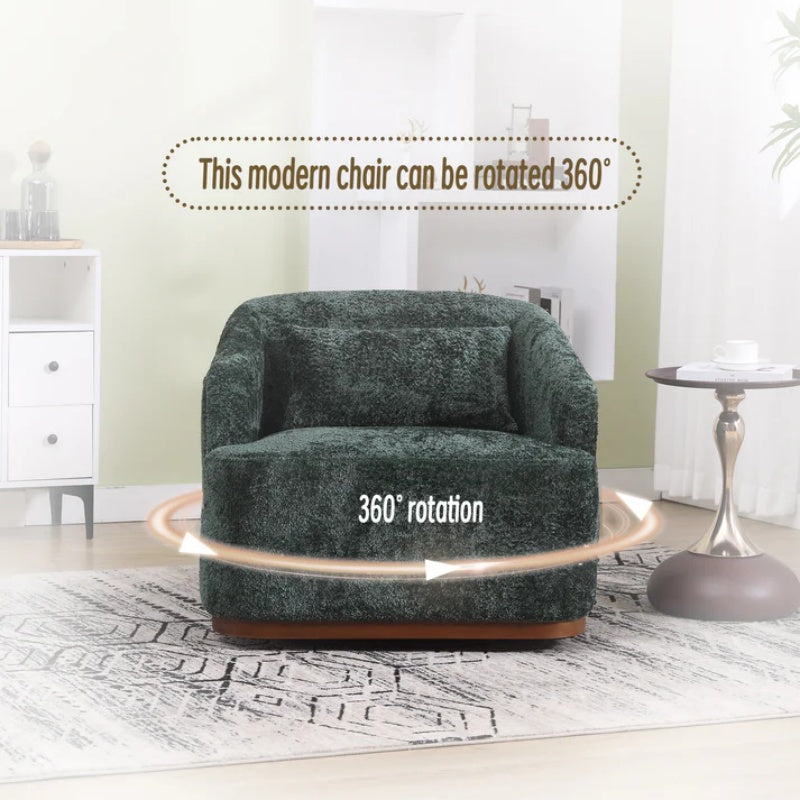 Elegant Swivel Barrel Chair, Comfy Accent Sofa Chair with 360 Degree Swivel, Chenille Fabric, Emerald, 31.5x31.5x27.56 inches-海智集-Default-