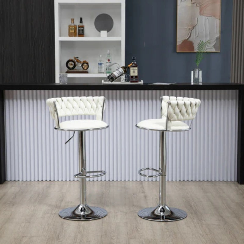 COOLMORE Swivel Bar Stools Set of 2 Adjustable Counter Height Chairs with Footrest for Kitchen, Dining Room 2PC/SET-海智集-Default-