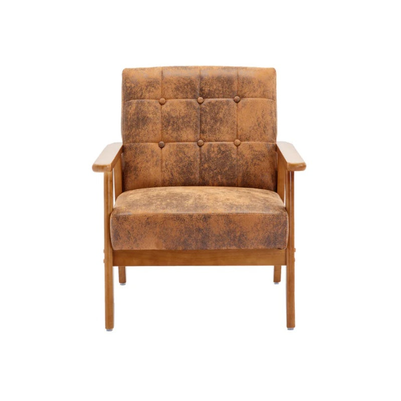 Leisure Chair with Solid Wood Armrest and Feet, Mid-Century Modern Accent chair, for Living Room Bedroom Studio chair-海智集-Default-
